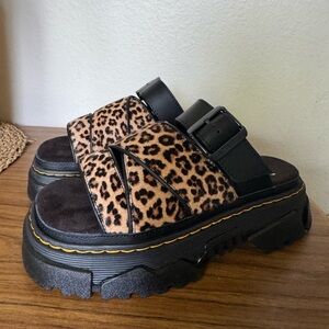Dr. Martens Sandals Women's Brown Mattison Leopard-Print Platform Sandals